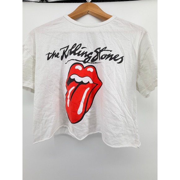the Rolling Stones Tops - The Rolling Stones Graphic Cropped T-Shirt White Red Tongue Logo Small